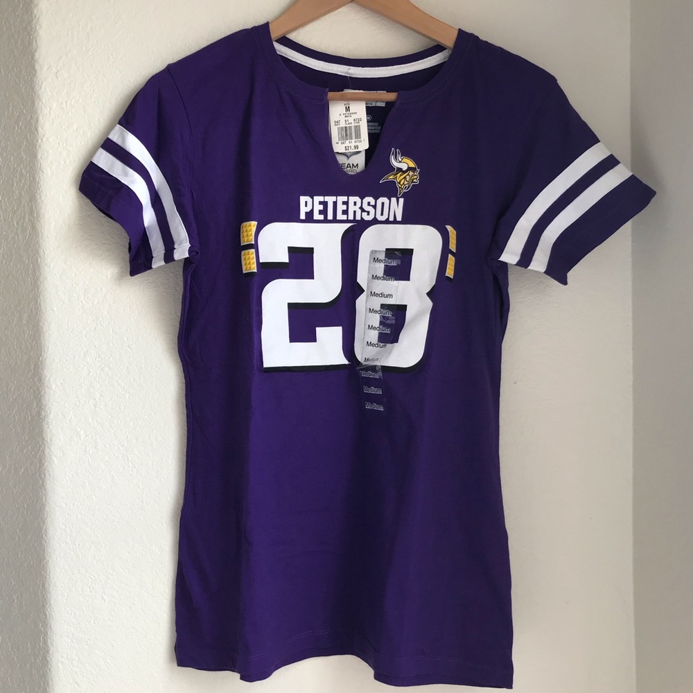 NFL Team Apparel Vikings Peterson V-Neck Shirt Women's size Medium NWT